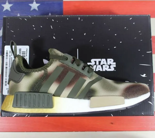 Adidas nmd r1 star wars princess leia women's running camo green brown [fw2280]