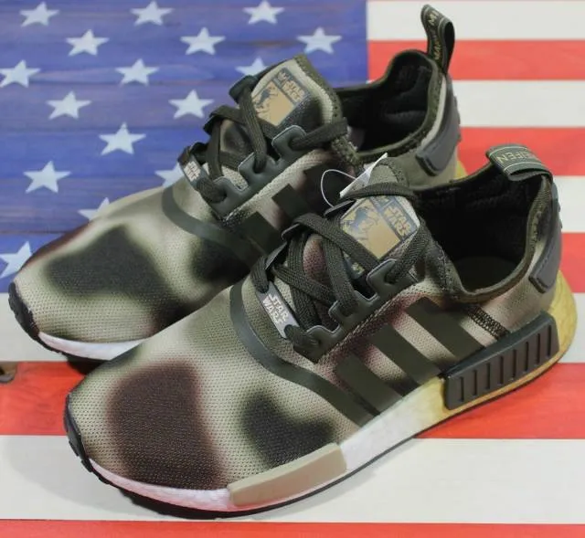 Adidas nmd r1 star wars princess leia women's running camo green brown [fw2280]