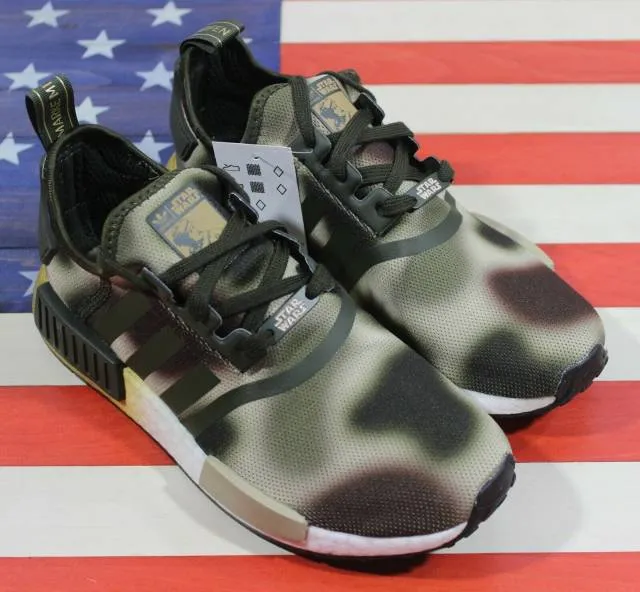 Adidas nmd r1 star wars princess leia women's running camo green brown [fw2280]