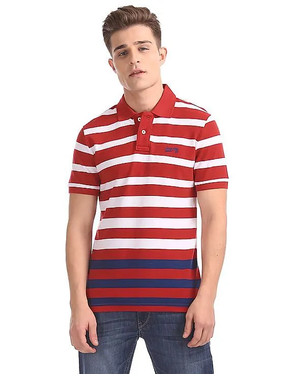 Aeropostale Striped Short Sleeve Polo Shirt