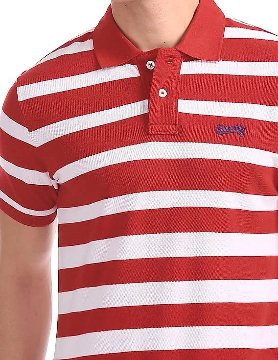 Aeropostale Striped Short Sleeve Polo Shirt