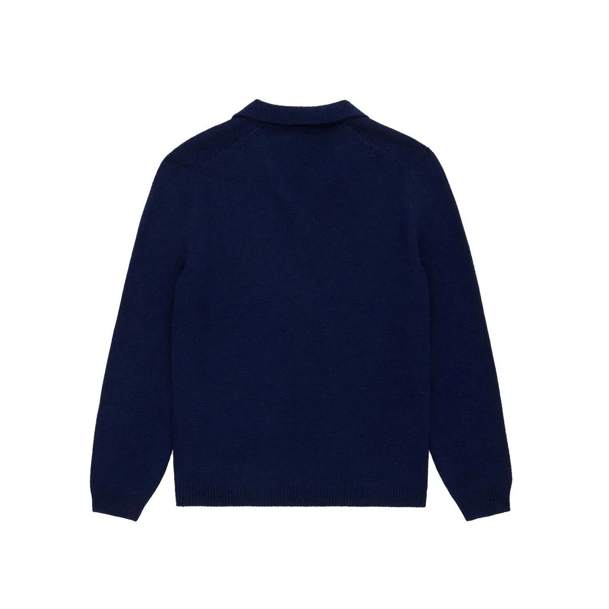 Alpaca Wool Longsleeve Polo - Navy