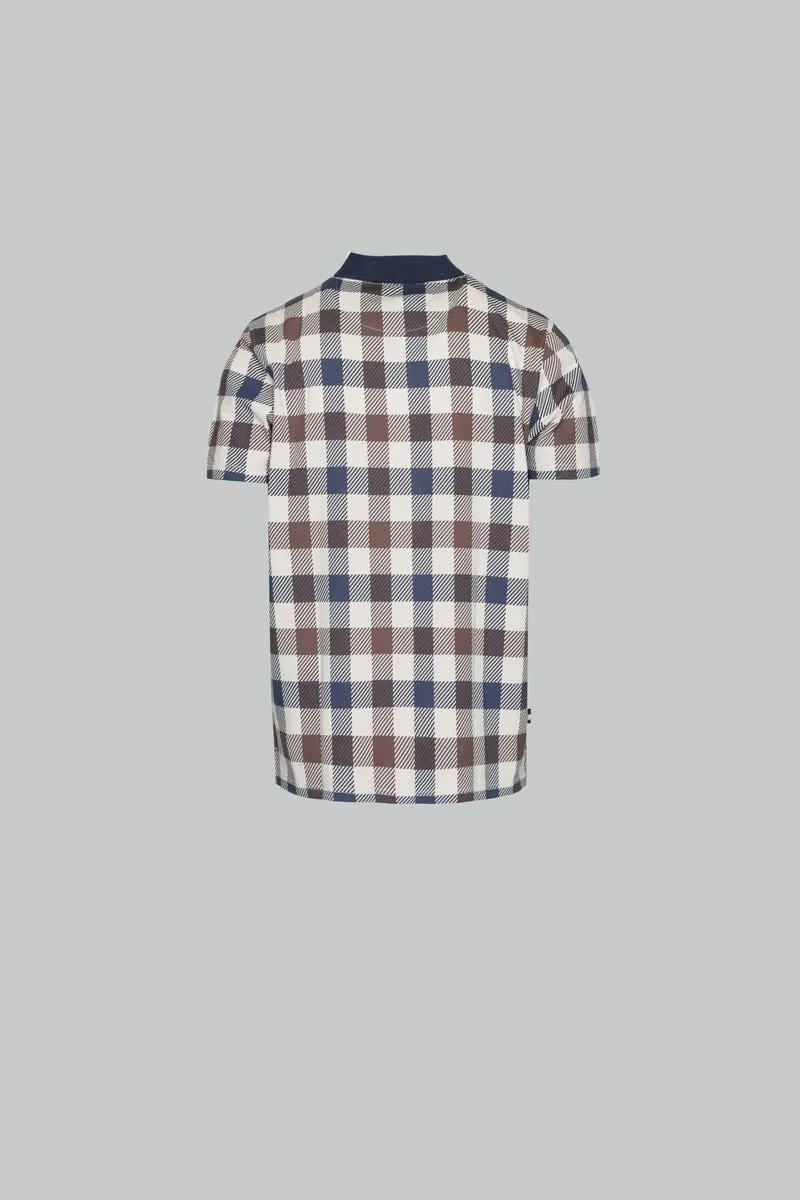 Aquascutum Active Macro Check Polo Navy