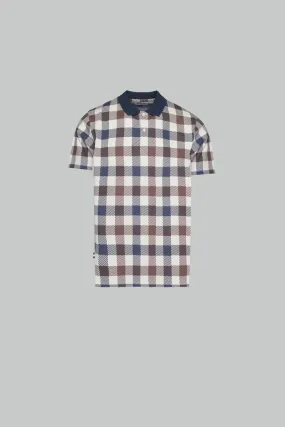 Aquascutum Active Macro Check Polo Navy