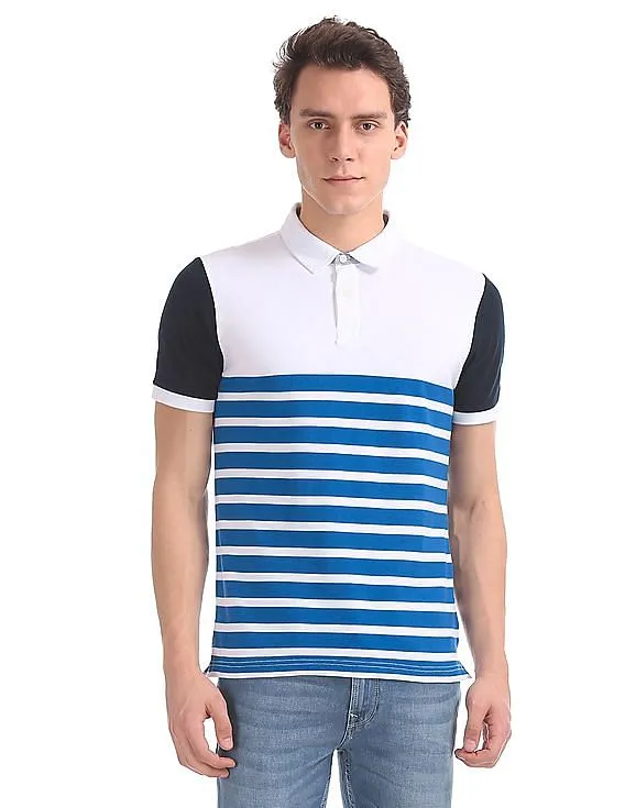 Arrow Sports Striped Pique Polo Shirt