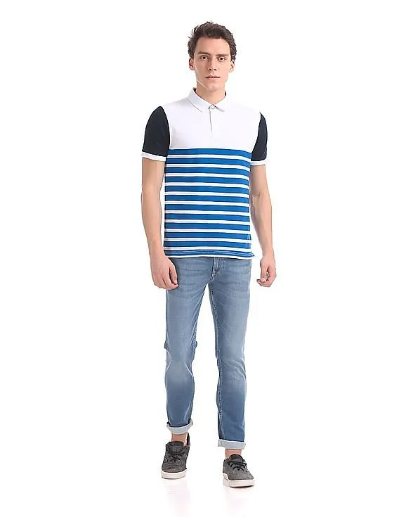 Arrow Sports Striped Pique Polo Shirt