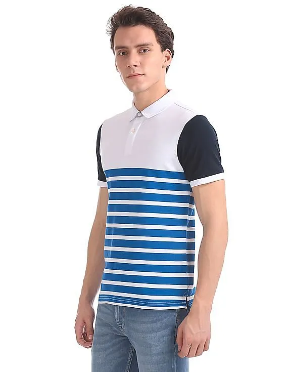 Arrow Sports Striped Pique Polo Shirt