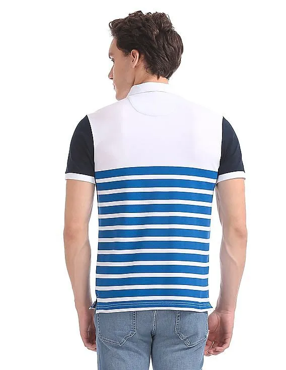 Arrow Sports Striped Pique Polo Shirt