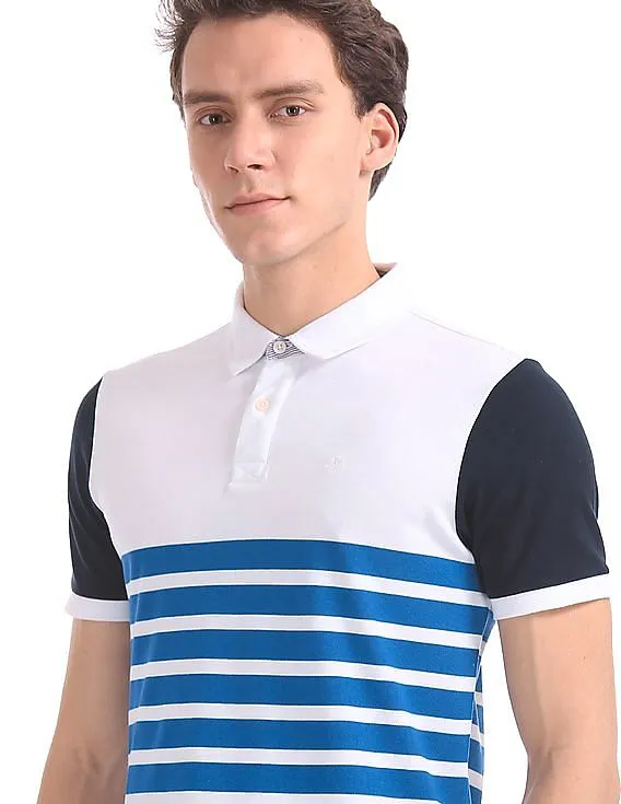 Arrow Sports Striped Pique Polo Shirt