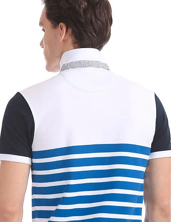 Arrow Sports Striped Pique Polo Shirt