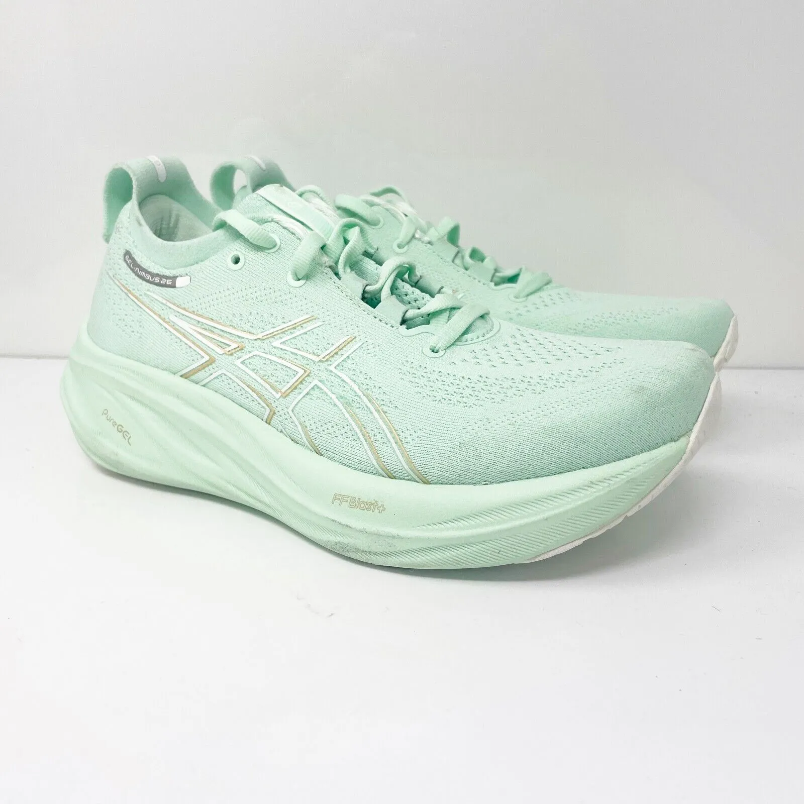 Asics Womens Gel Nimbus 26 1012B601 Green Running Shoes Sneakers Size 7.5