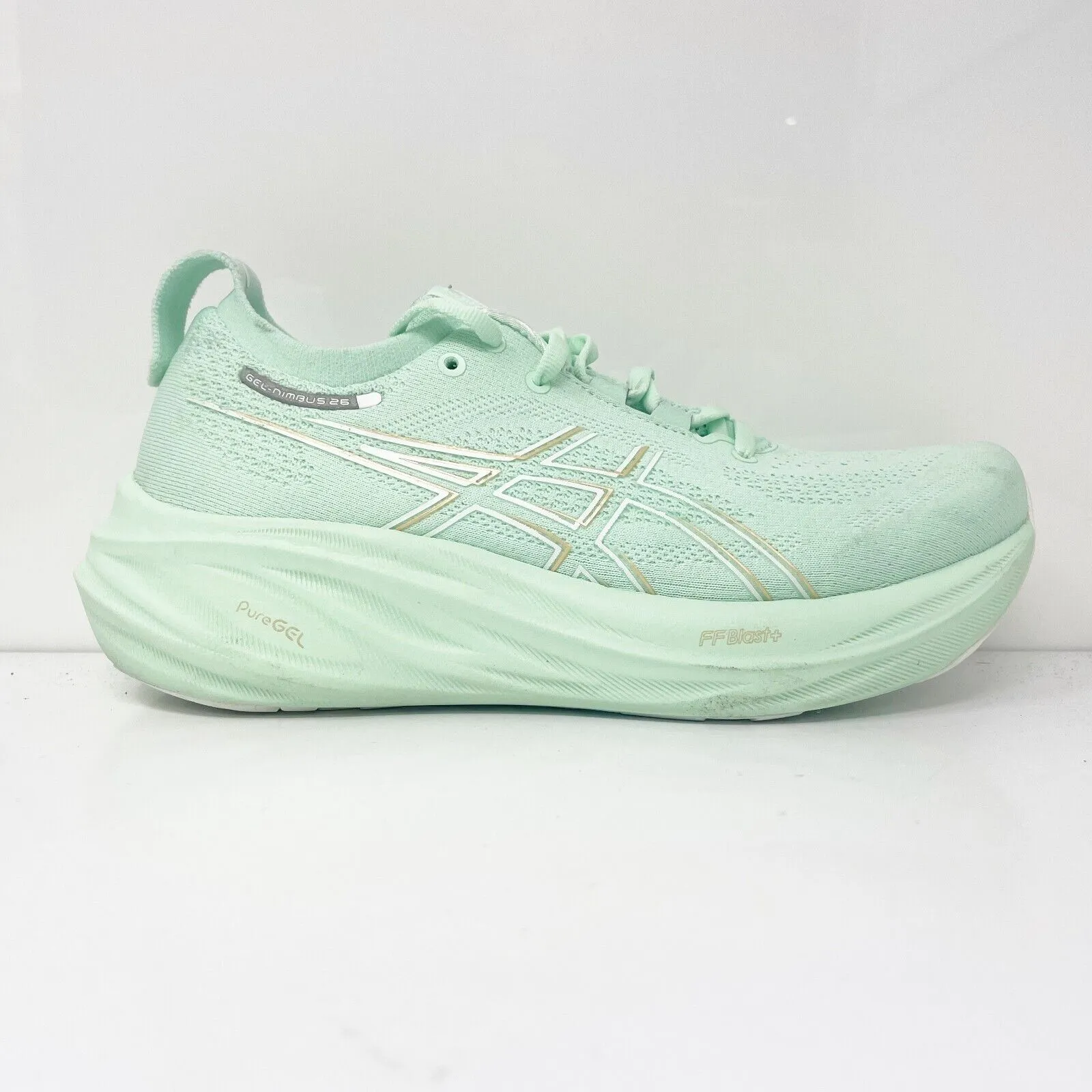 Asics Womens Gel Nimbus 26 1012B601 Green Running Shoes Sneakers Size 7.5