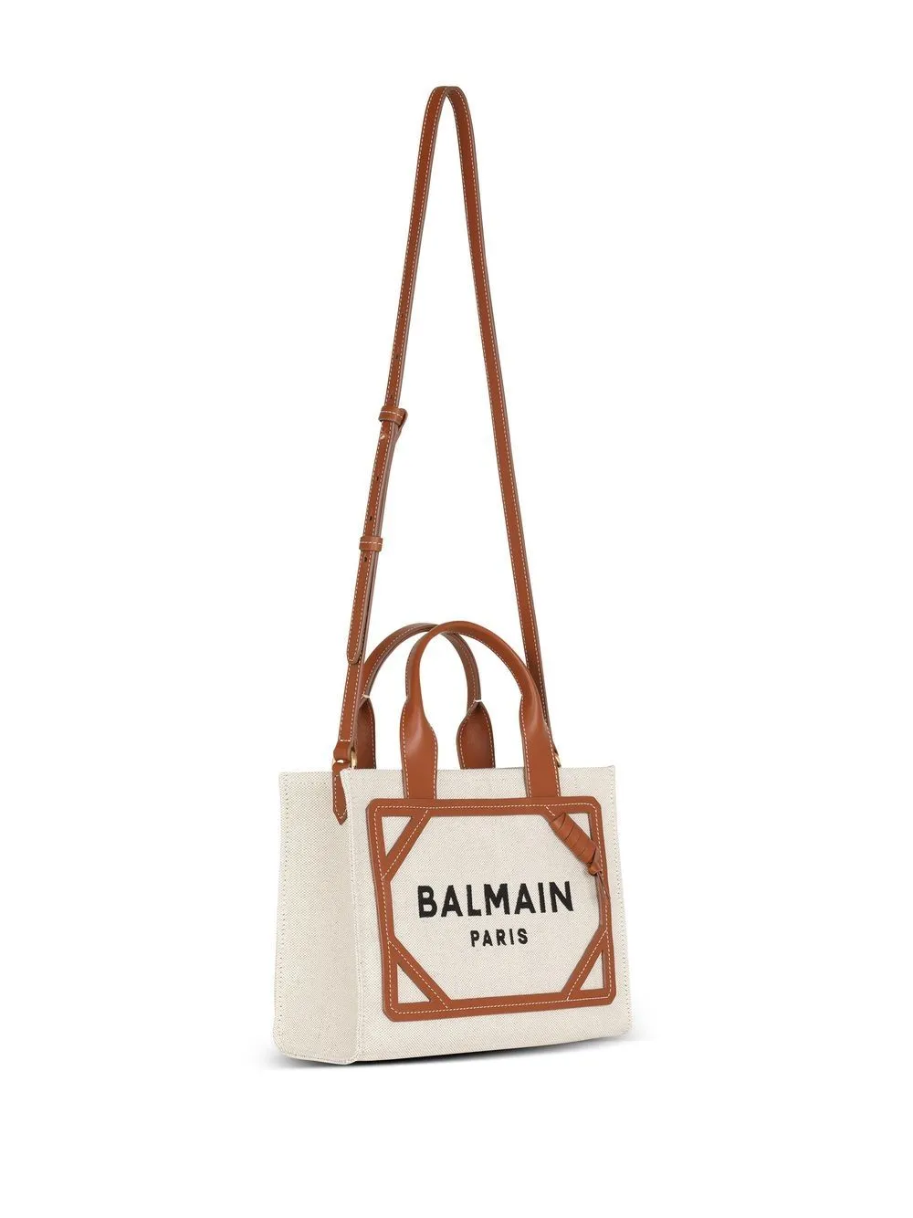 Balmain    Balmain B Army Small Canvas And Leather Tote Bag