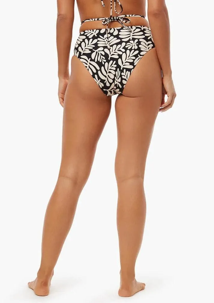 Black Strappy Tie Safari Leaves Bikini Bottom