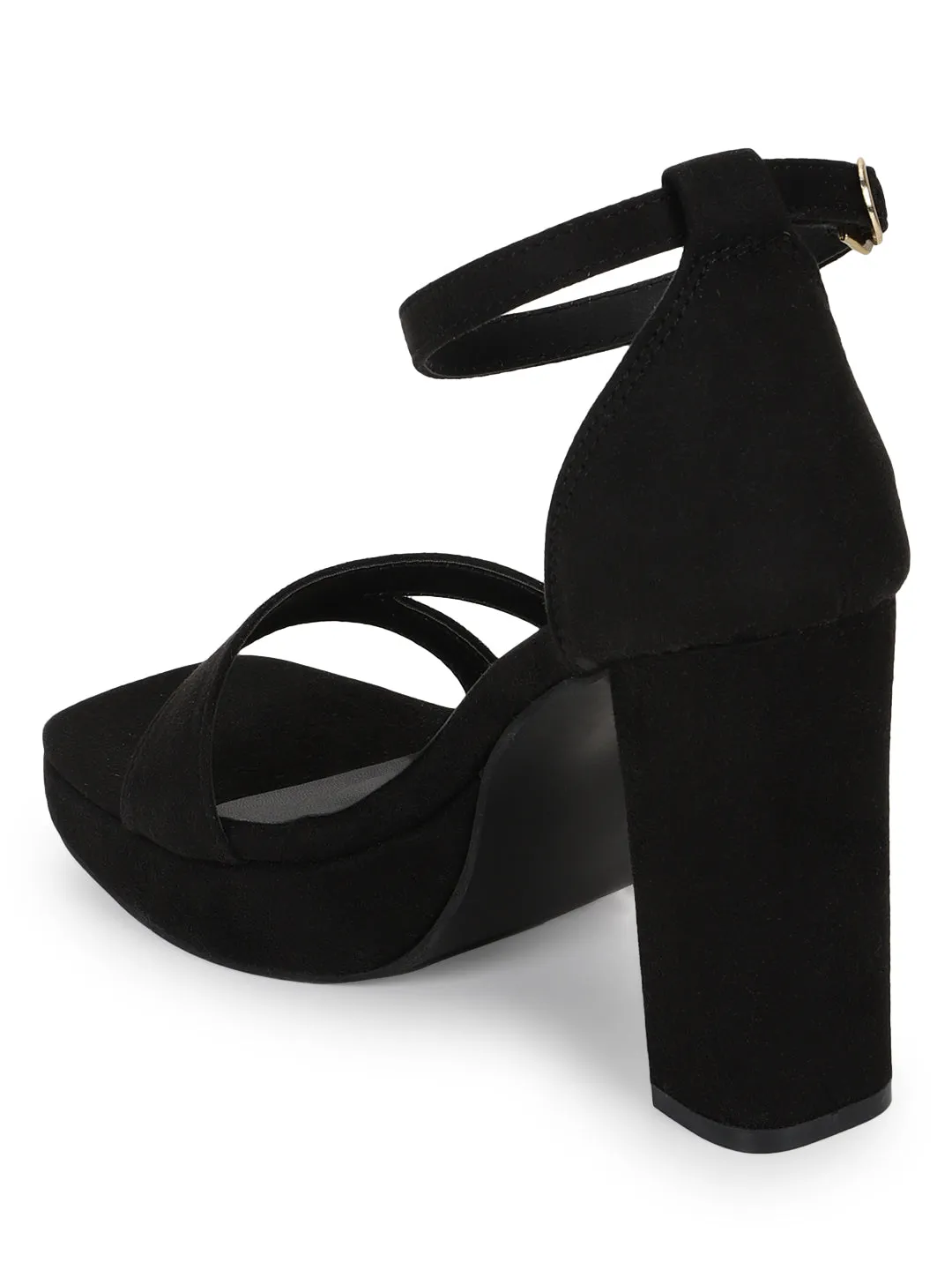 Black Suede High Block Heel Sandals (TC-SLC-N1103-BLK)