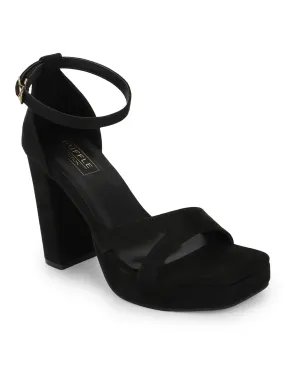 Black Suede High Block Heel Sandals (TC-SLC-N1103-BLK)