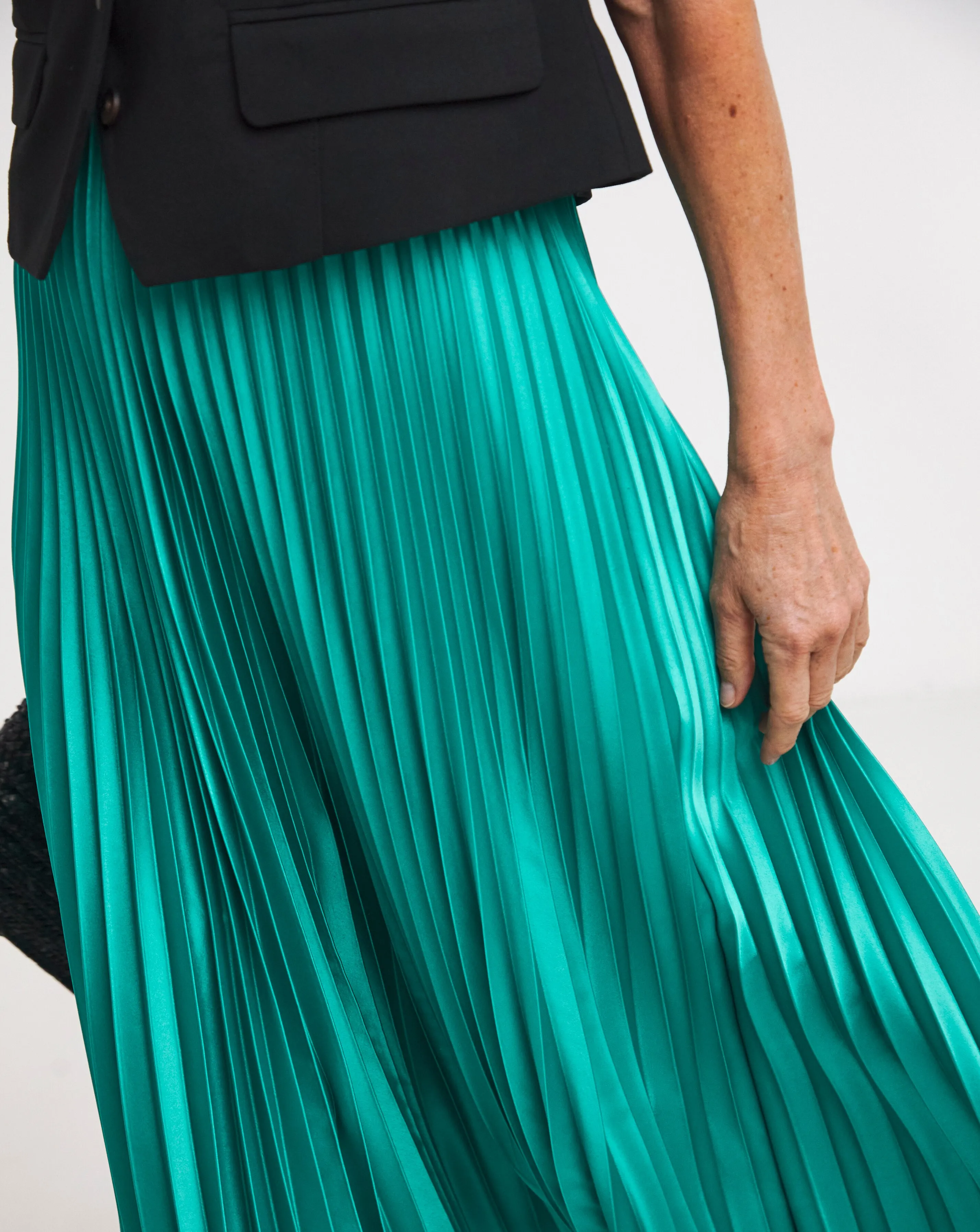 Blue Crinkle Satin Skirt