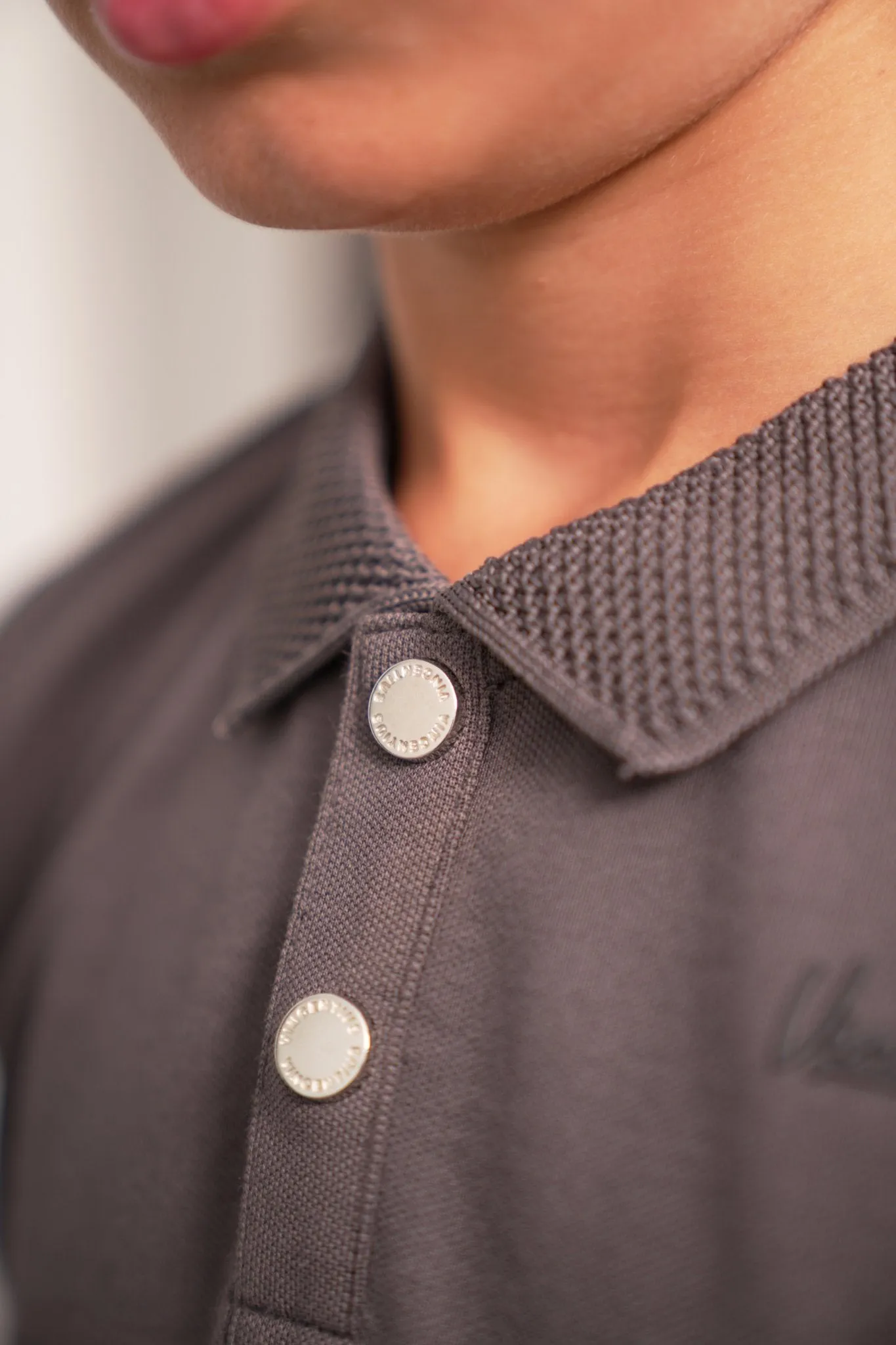 Boys Luxury Pique Logo Polo - Charcoal