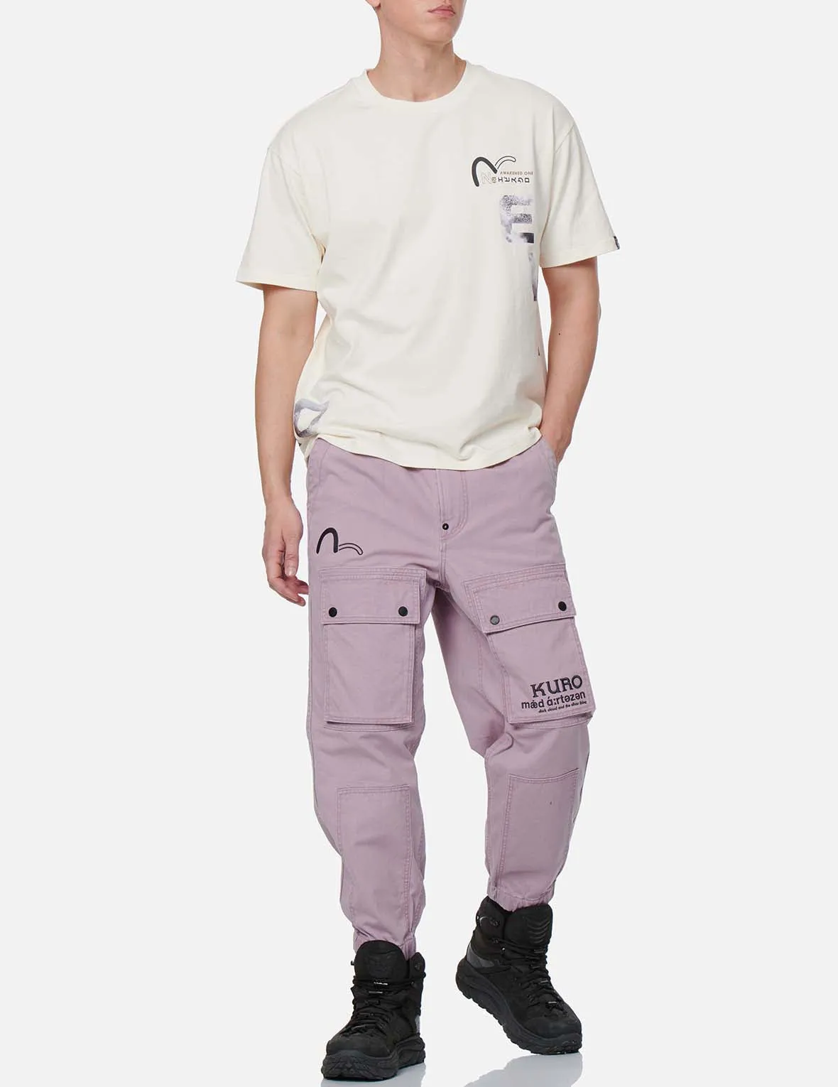 Brocade-pattern Embroidery Cargo Jogger Pants