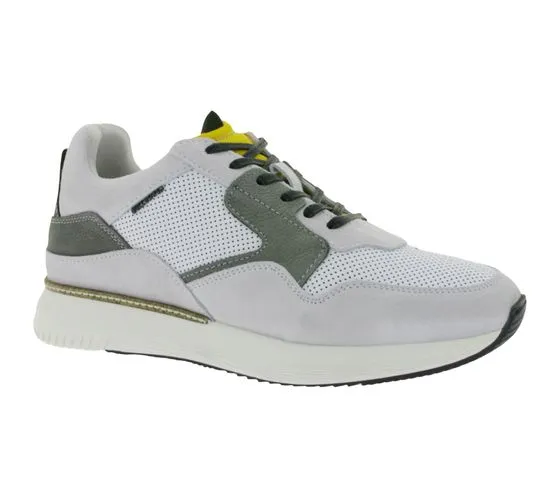 BULLBOXER sneakers da uomo con memory foam scarpe basse in vera pelle con plantare estraibile 032P2135 grigio, bianco