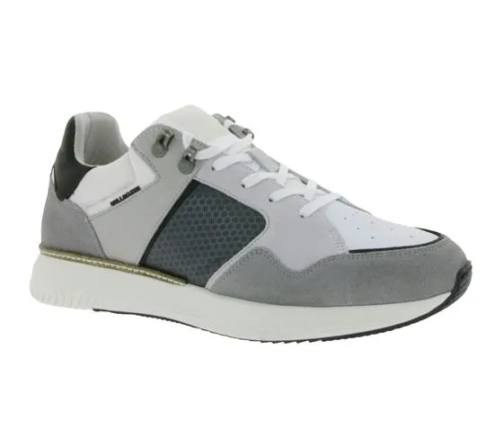 BULLBOXER sneakers da uomo con memory foam scarpe basse in vera pelle con plantare estraibile 032P2135 grigio, bianco