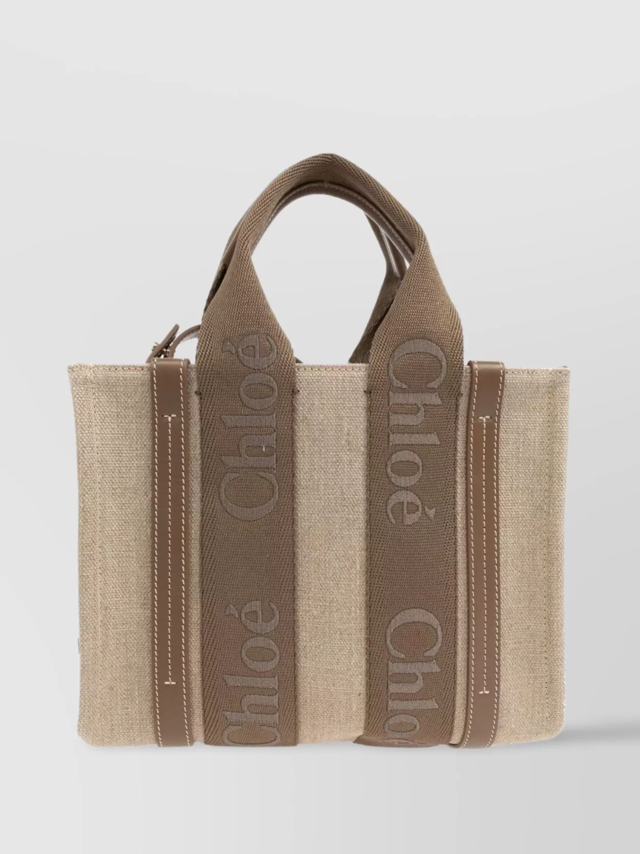 Chloé   Woody small tote bag canvas and leather