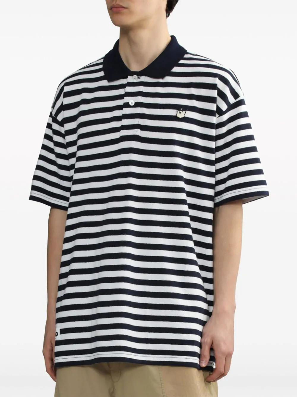 CHOCOOLATE striped cotton polo shirt - Black