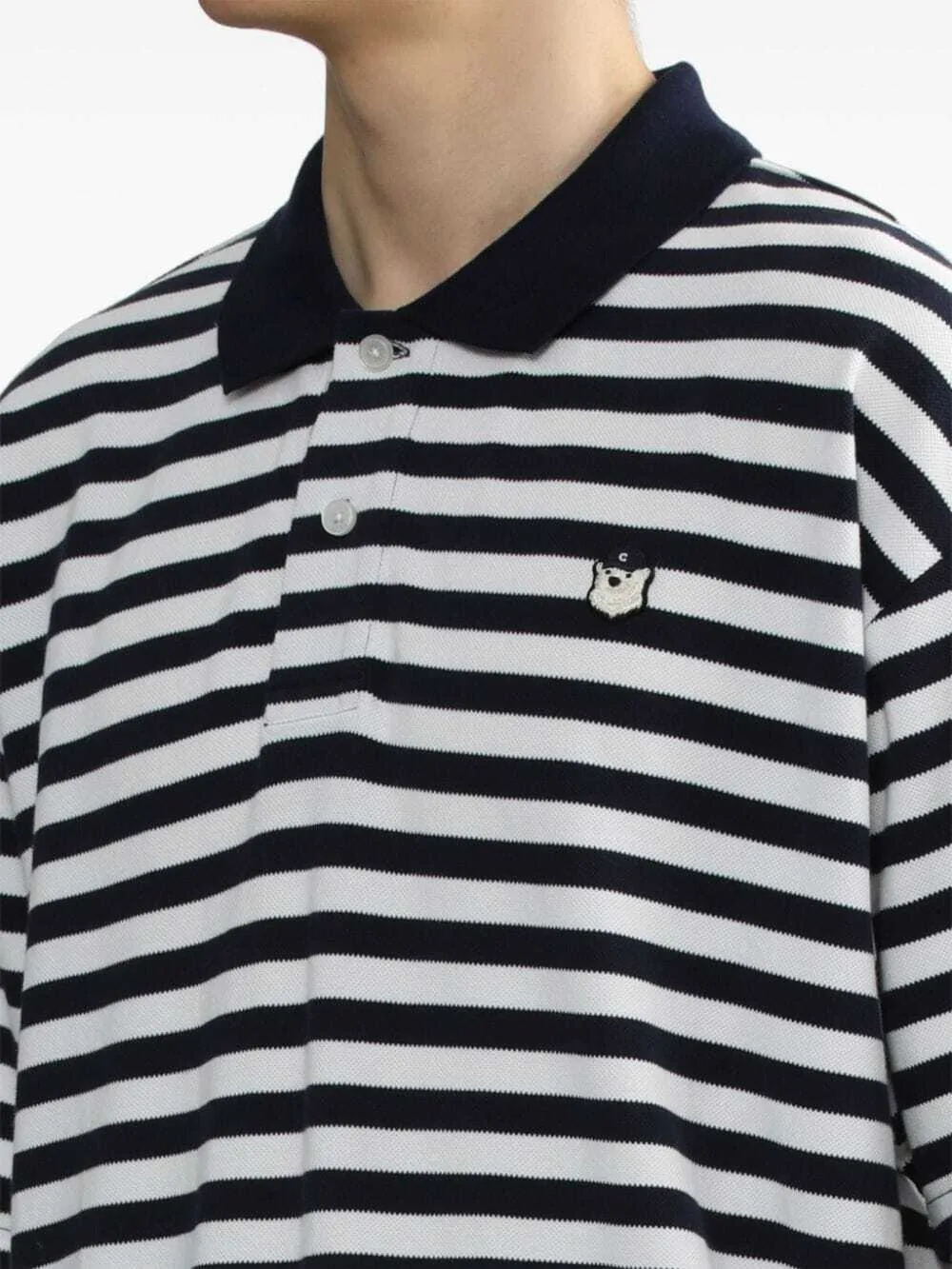 CHOCOOLATE striped cotton polo shirt - Black