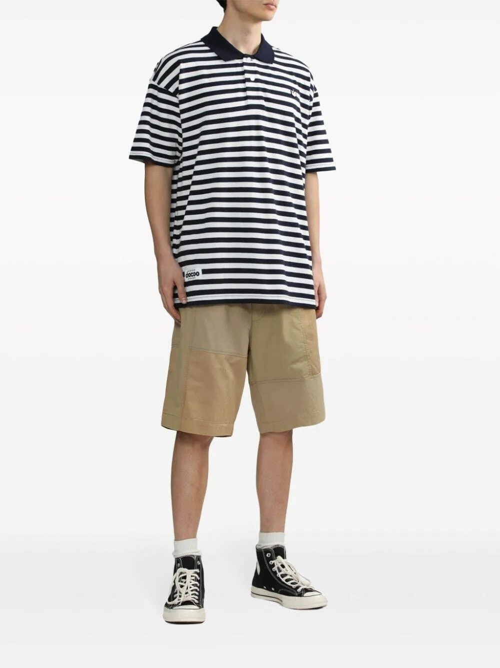 CHOCOOLATE striped cotton polo shirt - Black