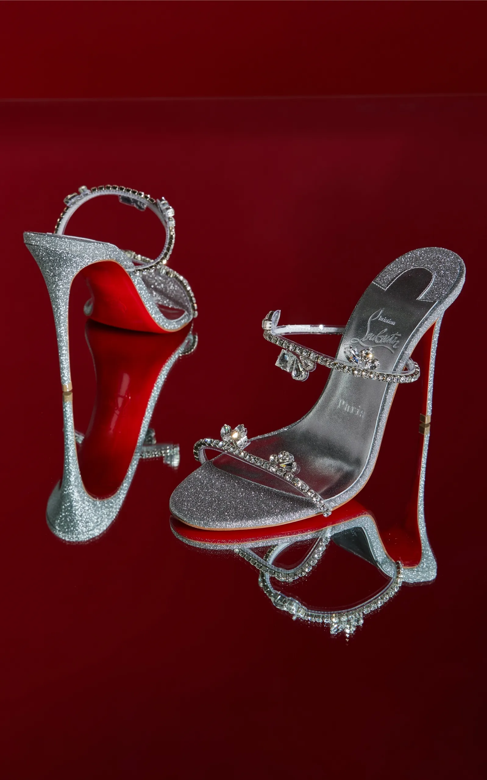 Christian Louboutin Just Queen 100mm Crystal-Embellished Leather PVC Sandals