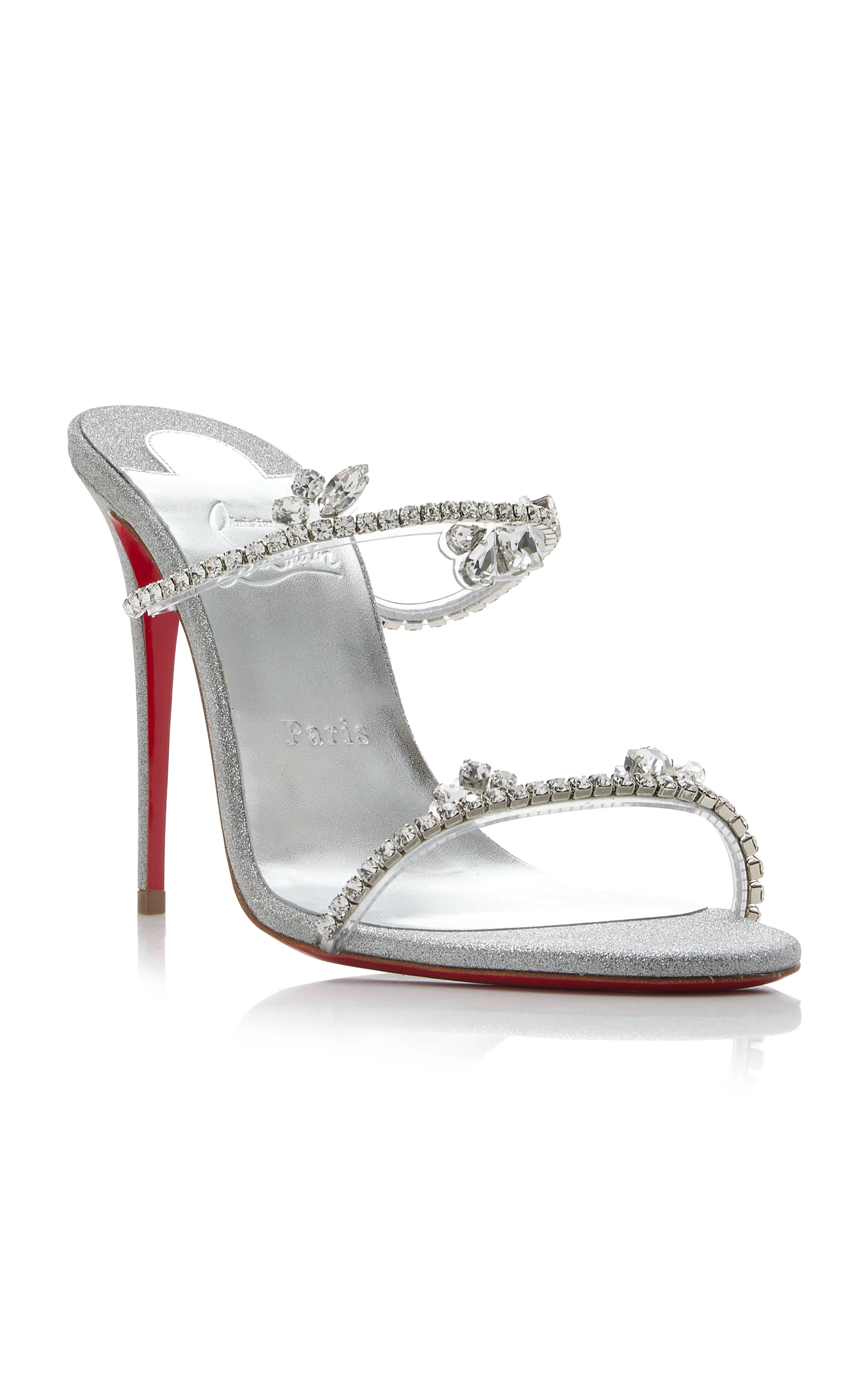 Christian Louboutin Just Queen 100mm Crystal-Embellished Leather PVC Sandals