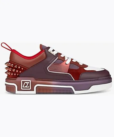 Christian Louboutin Mens Groovy/Brownie Astroloubi Flat leather and neoprene low-top trainers