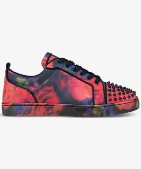 Christian Louboutin Mens Multi/Marine Mat Louis Junior Spikes graphic-print satin low-top trainers