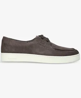 Church Mens Dark Brown Longsight branded suede low-top trainers