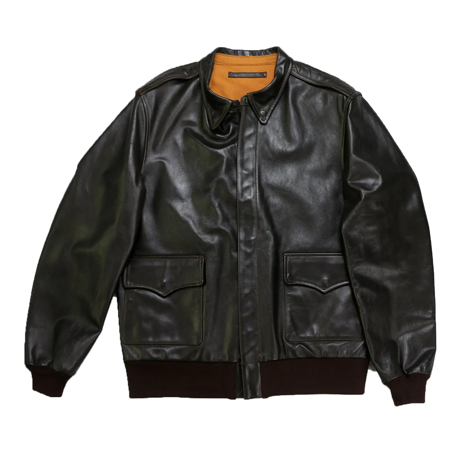 Classic Goat Leather Black A-2 Flying Tigers Bomber Jacket