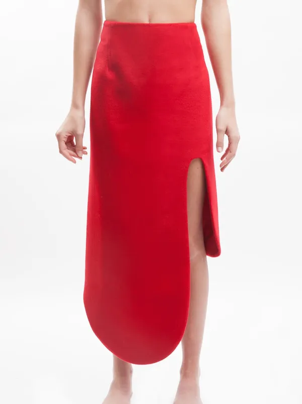 Curve Contour Skirt - Red