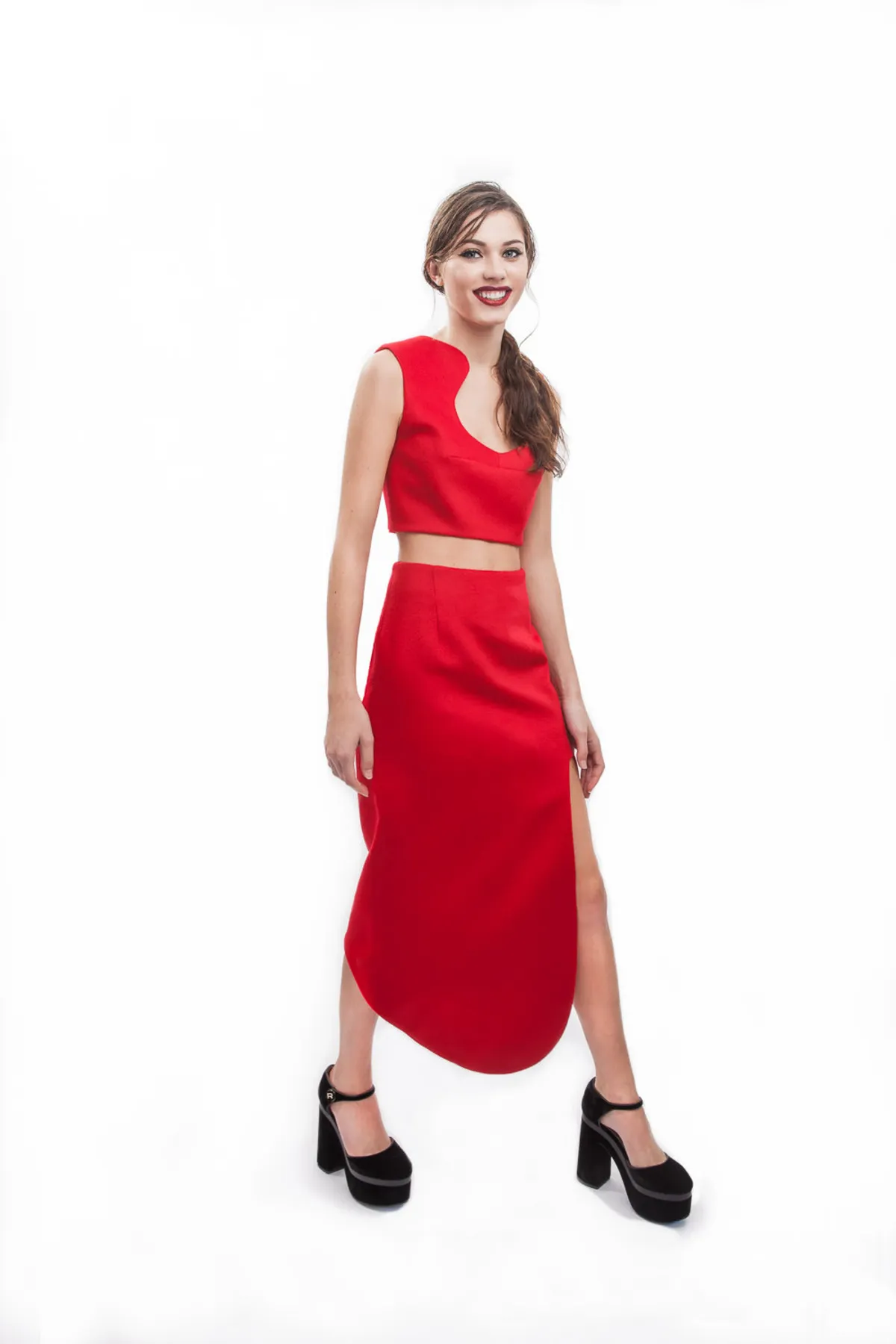 Curve Contour Skirt - Red