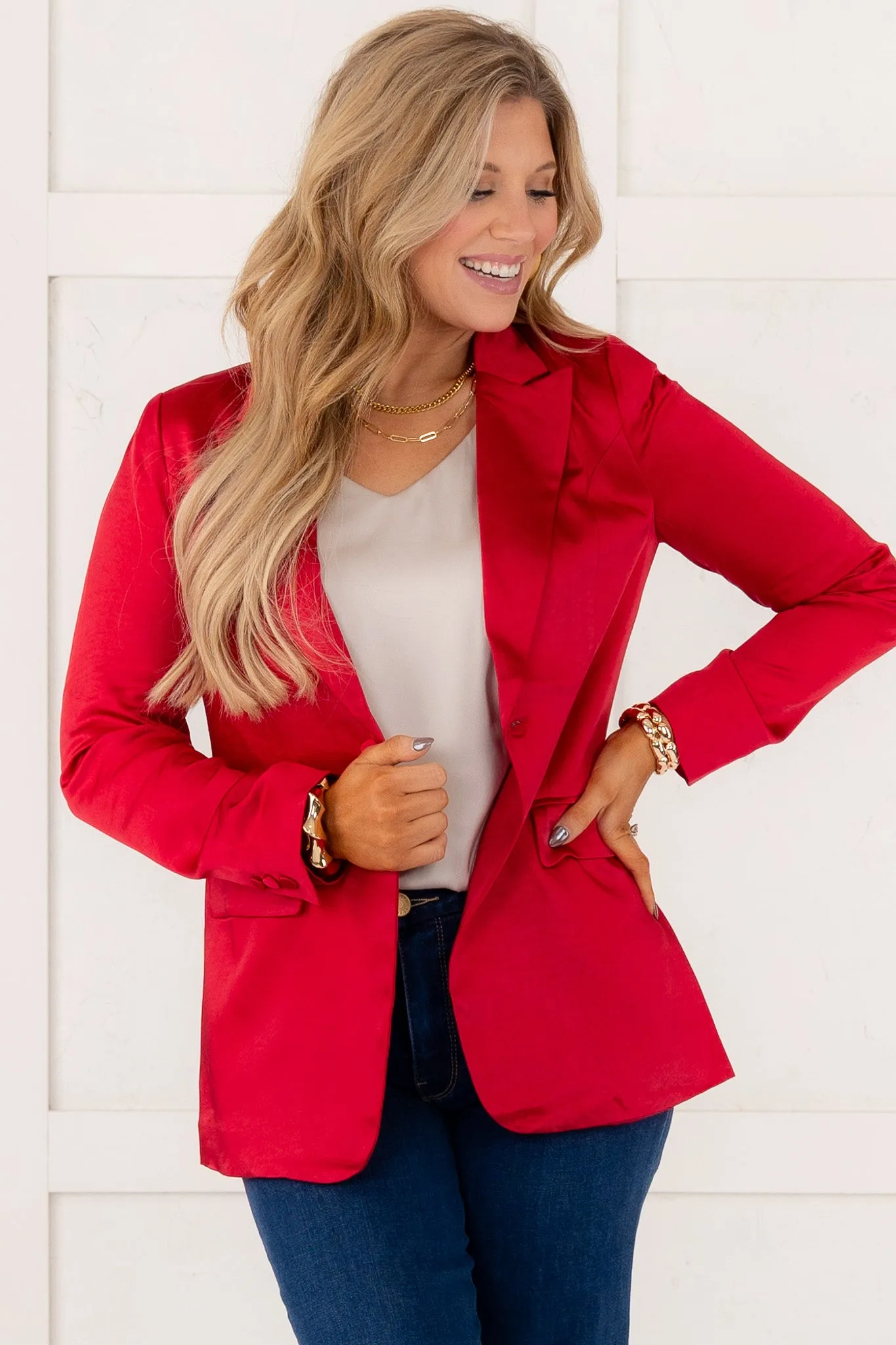 DOORBUSTER - Keep Thinking Satin Blazer