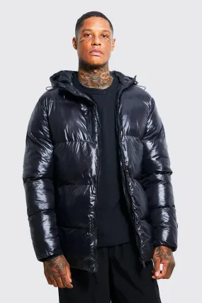 Double Zip High Shine Mid Length Puffer