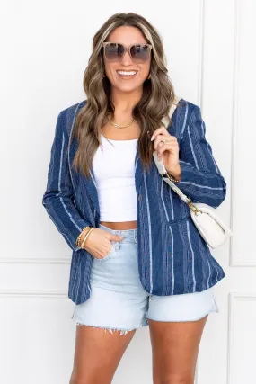 East Side Denim Stripe Blazer - FINAL SALE