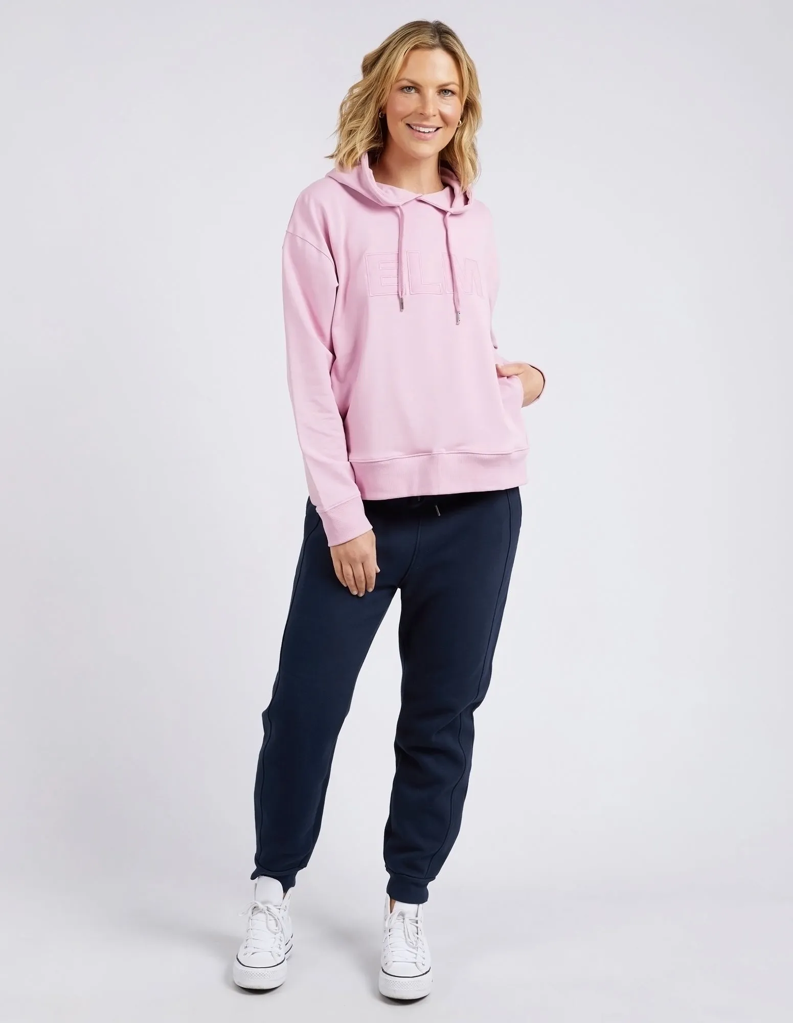 Elm Applique Hoodie Peony Pink