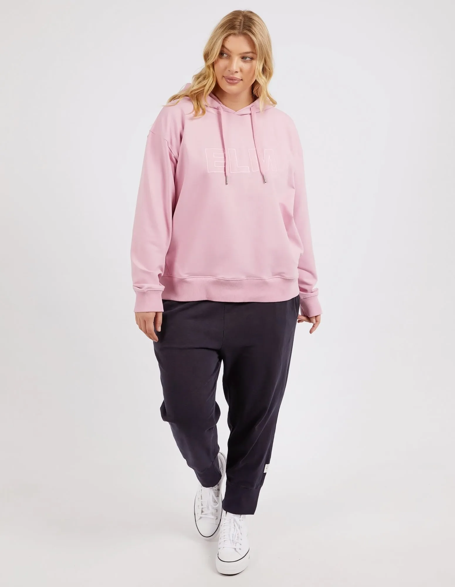 Elm Applique Hoodie Peony Pink