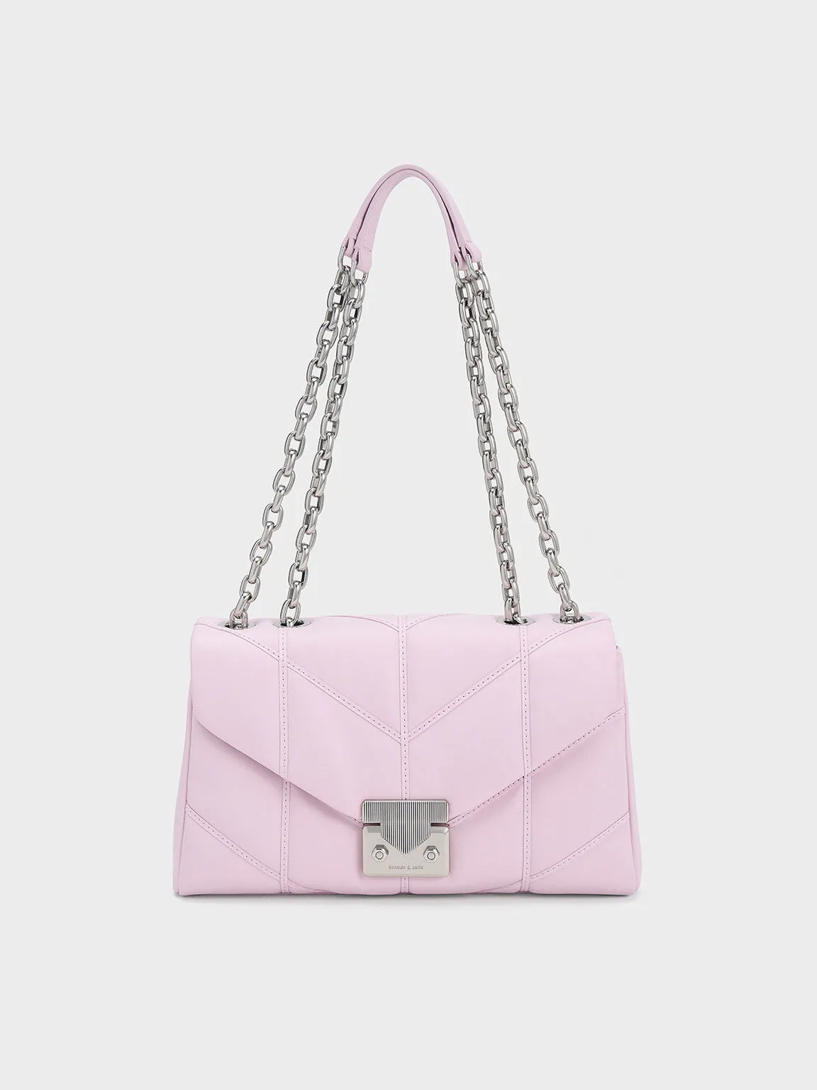 Eudora Chevron Trapeze Bag - Lilac