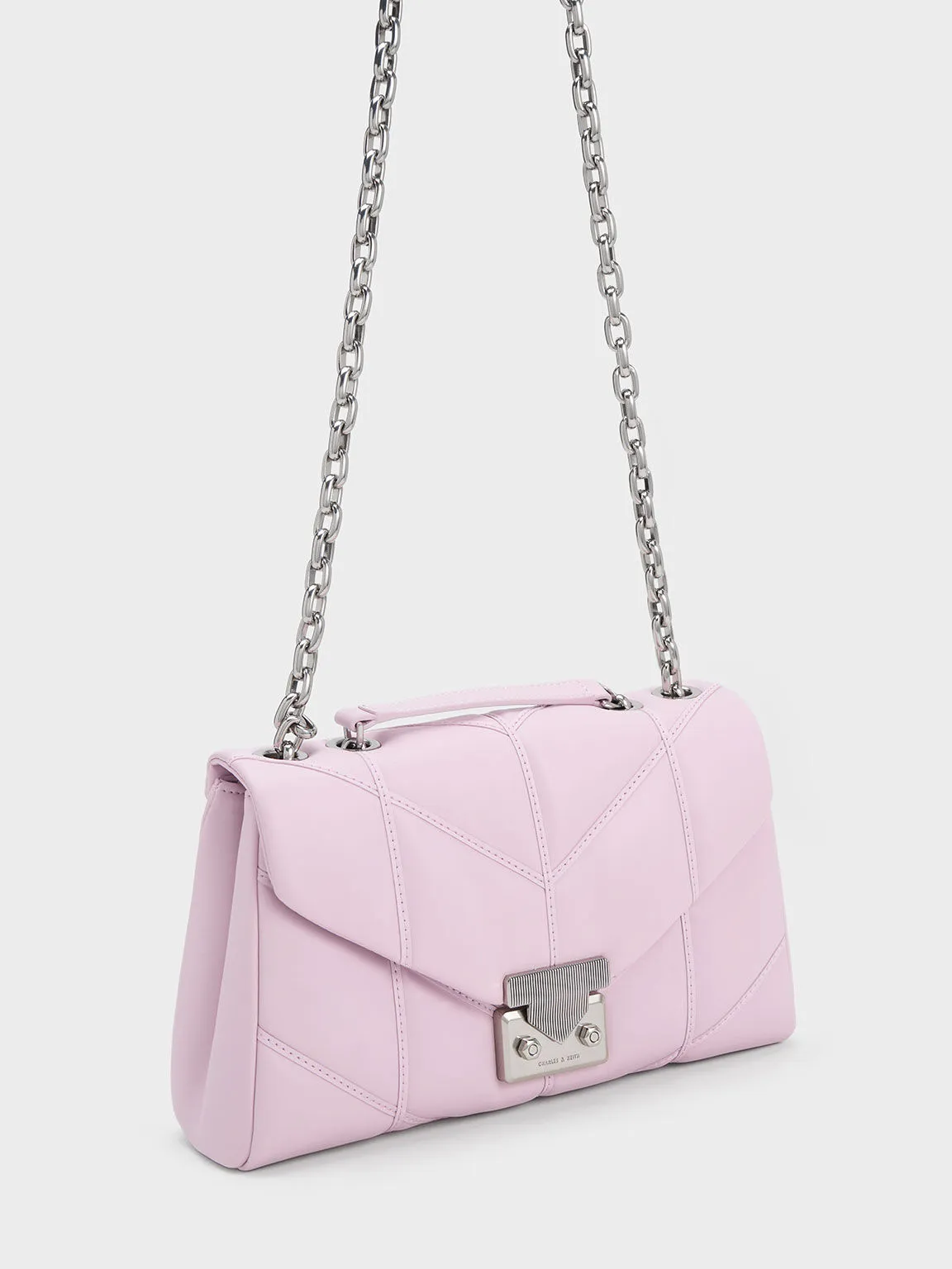 Eudora Chevron Trapeze Bag - Lilac