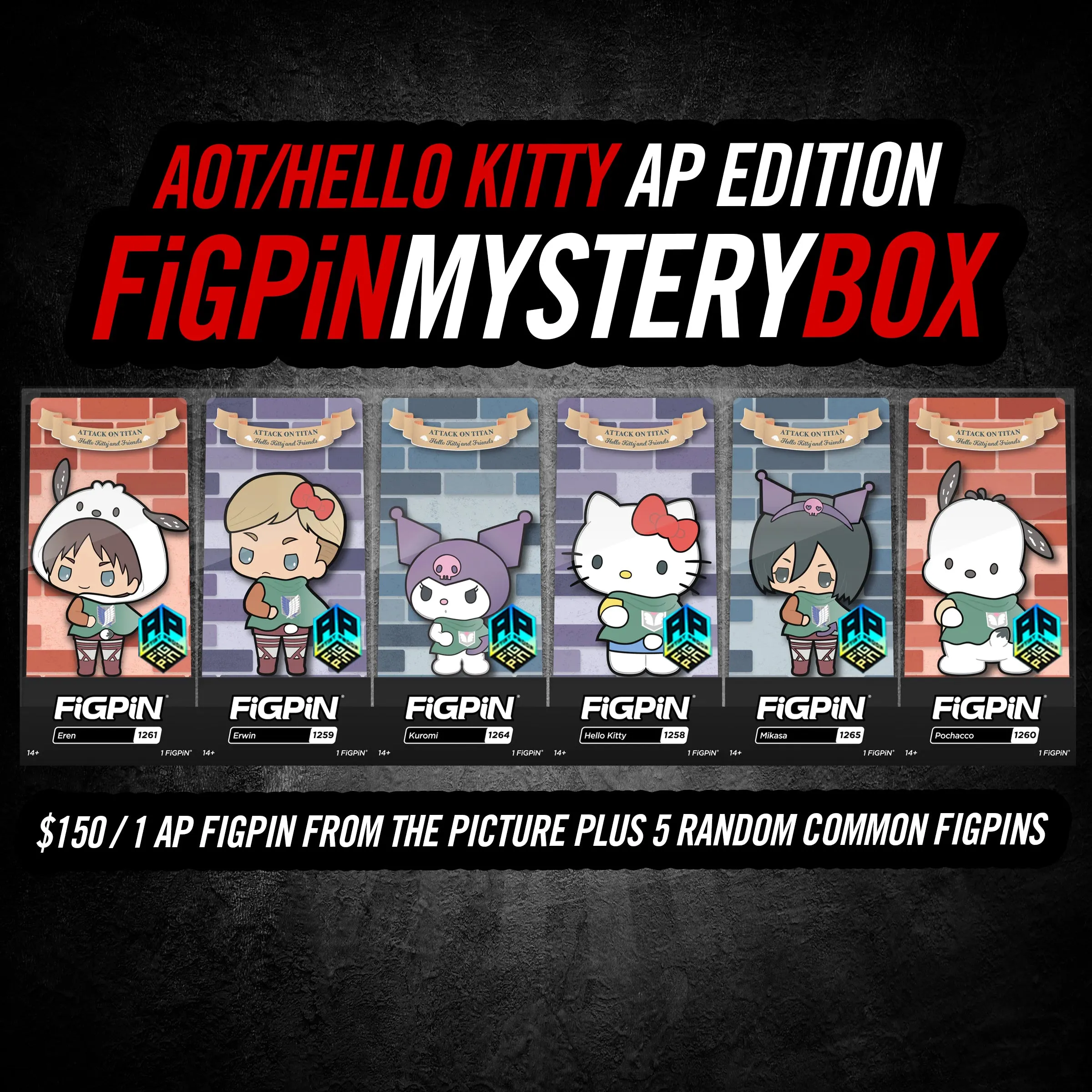 FiGPiN - ATTACK ON TITAN /  HELLO KITTY-  AP FiGPiN Guaranteed - Mystery Box