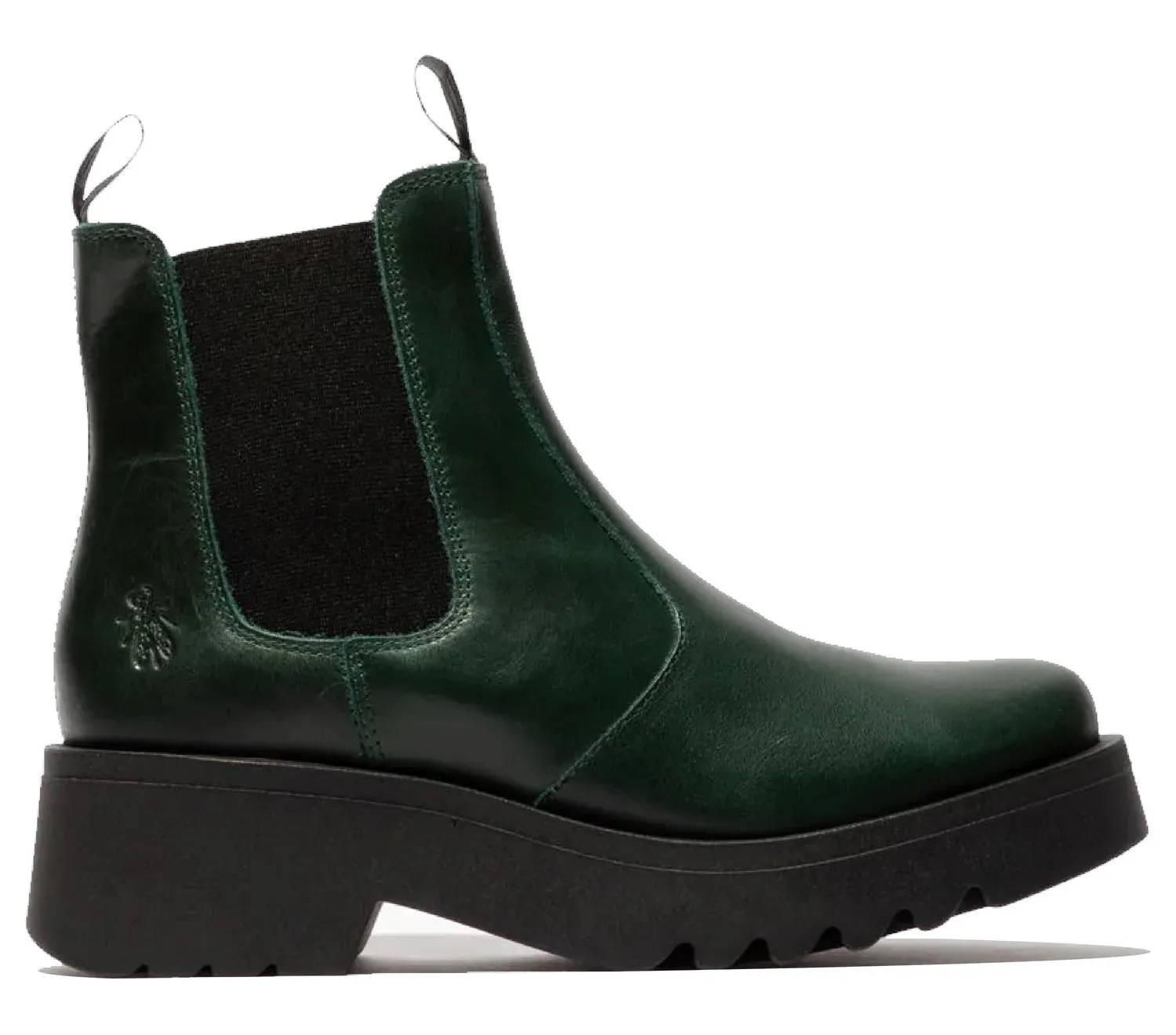 Fly London - MEDI789 Women's Petrol Green Leather Platform Heel Chelsea Boots