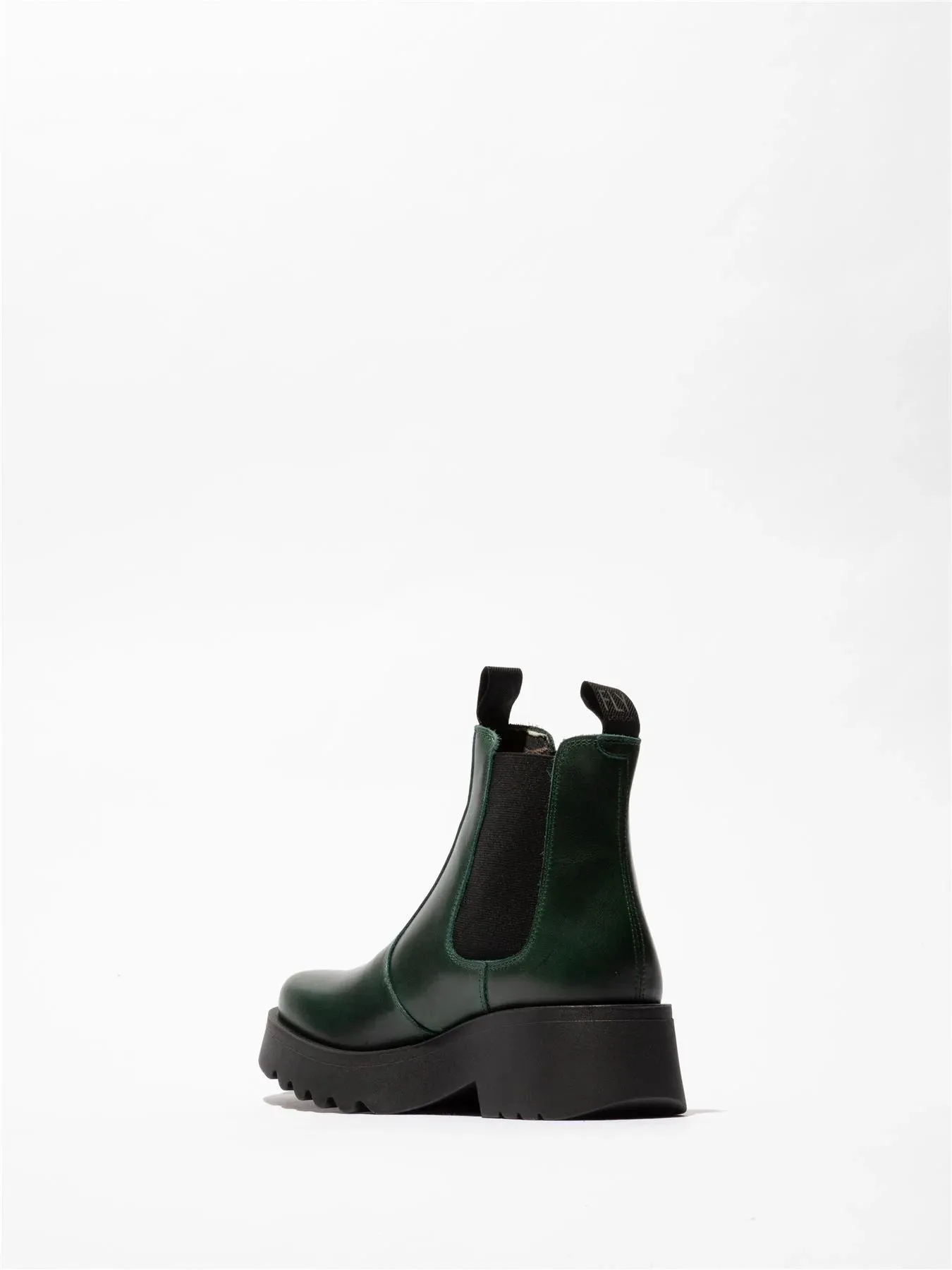 Fly London - MEDI789 Women's Petrol Green Leather Platform Heel Chelsea Boots