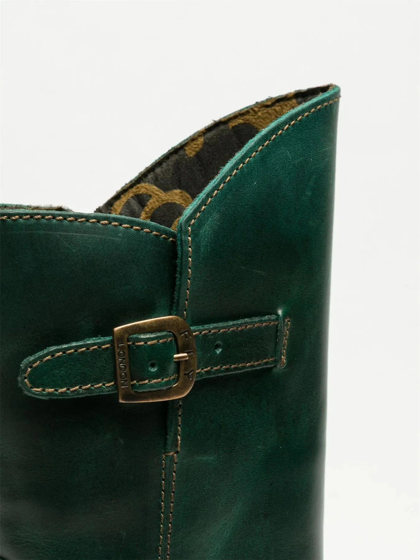 Fly London - MES 2 Women's Petrol Green Leather Mid-Calf Wedge Platform Boots