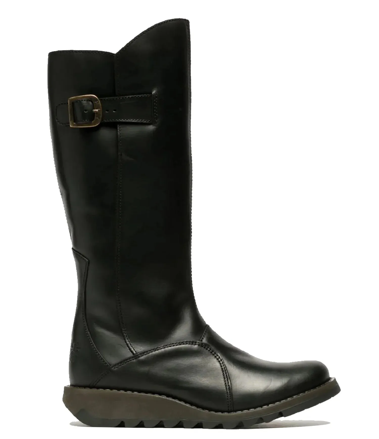 Fly London - MOL 2 Women's Black Leather Wedge Knee High Platform Boots