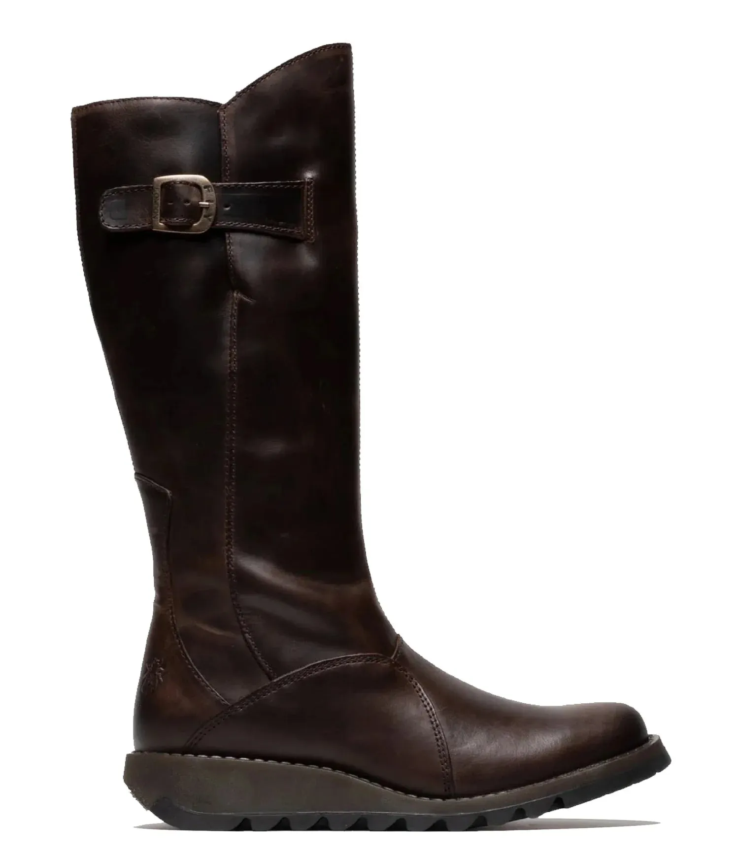 Fly London - MOL 2 Women's Brown Leather Wedge Knee High Platform Boots